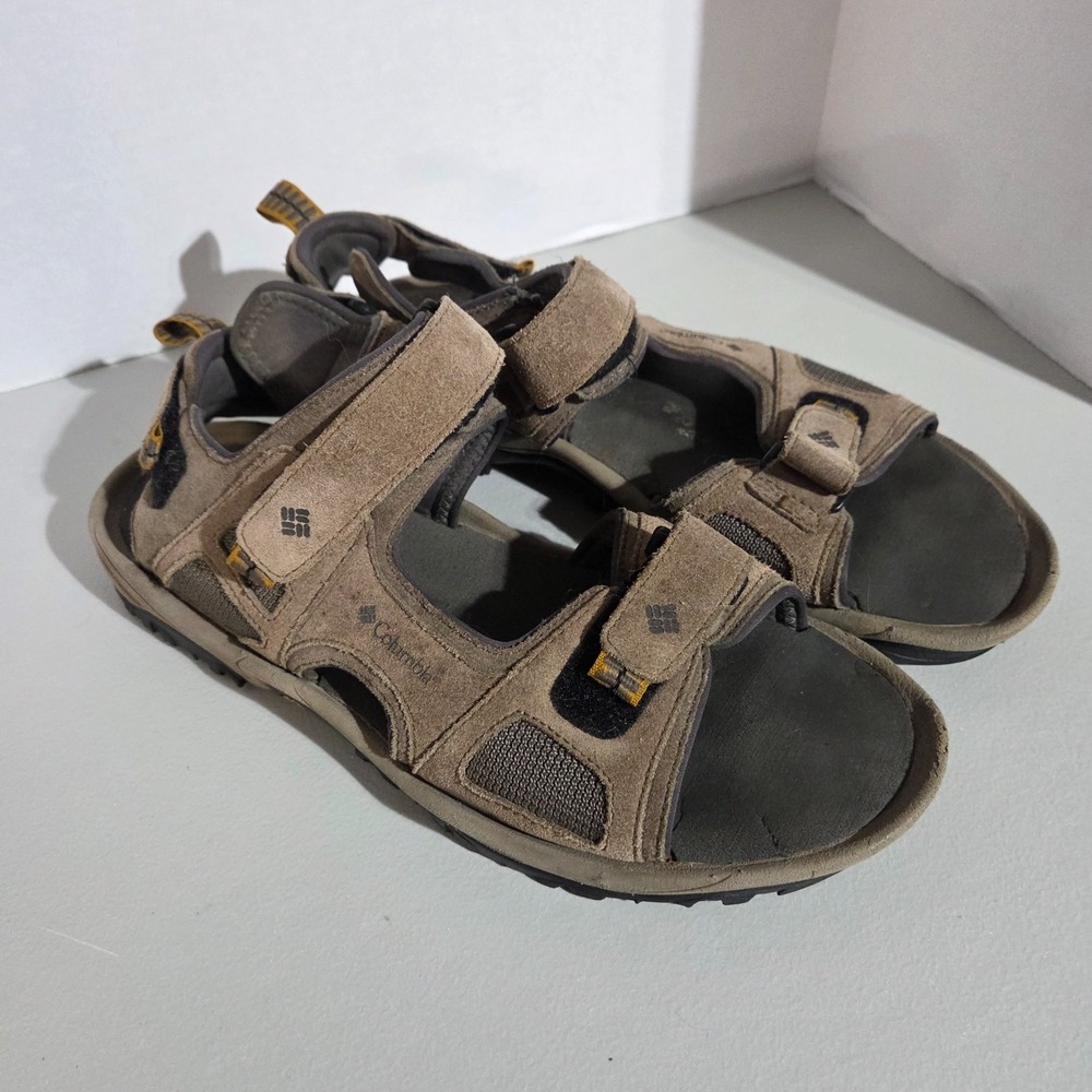 Columbia Hiking Trail Sandals Mens Size 12 Tan Suede Ankle Strap Casual Shoes